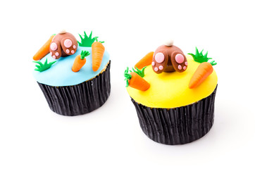 Easter cupcakes isolated white background
