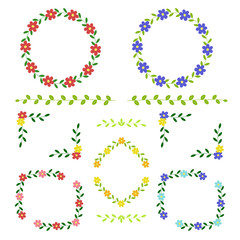  花 飾り枠 手書き / vector eps