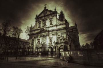 Kościół Świętych Piotra i Pawła w Krakowie styl retro. - obrazy, fototapety, plakaty