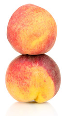 ripe peaches isolated on white.