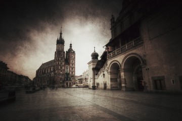 Kraków Stare Miasto styl retro. - obrazy, fototapety, plakaty