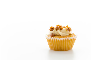 Nuts cupcake isolated on white background