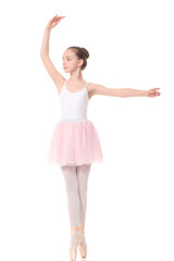 Obraz na płótnie Canvas young beautiful dancer posing on a studio background
