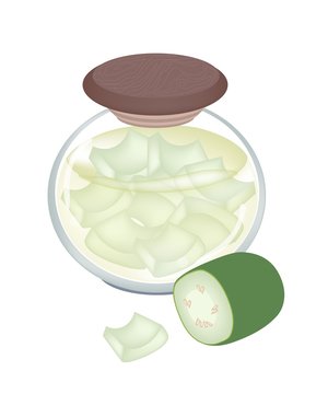jar of green aloe vera cubes clip art preview