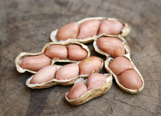 Peanuts on old wooden