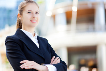 Smiling businesswoman outdoor