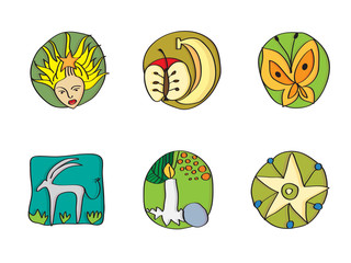 Collection of hand-drawn icons