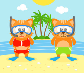 Summer  background with cat vector