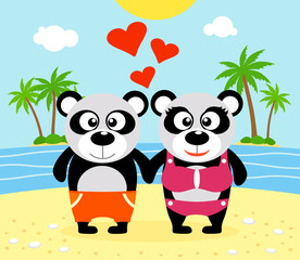 Romantic Summer  background with panda