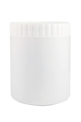White medical container on white background