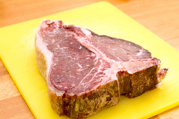 raw t-bone steak