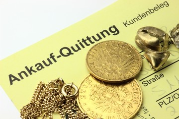 Altgold mit Ankauf-Quittung