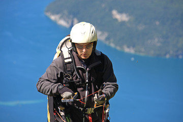 Obraz premium paraglider over Annecy lake