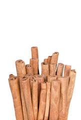 cinnamon sticks on white background