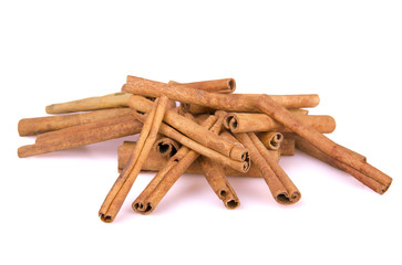 cinnamon sticks on white background