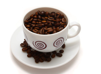 coffee beans and cup