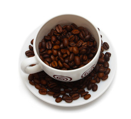 coffee beans and cup