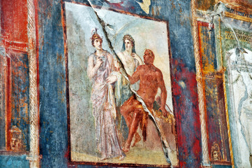 Ercolano, scavi archeologici - affreschi - obrazy, fototapety, plakaty