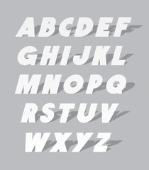 Cardboard or paper font type. Vector alphabet