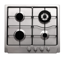 Stainless steel gas hob isolated on white 