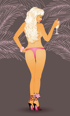 Sexy woman in bikini, vector illustration