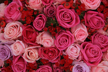 Bridal roses in pink and purple