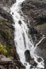 Fototapeta premium Waterfall named Stigfossen, close by the famous Trollstigen Road