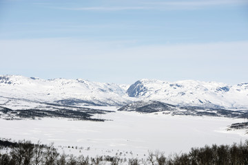 Fototapeta na wymiar Winter landscape at Mosvatn