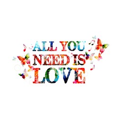 Colorful vector love background with butterflies