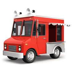 Fototapeta na wymiar Red food truck