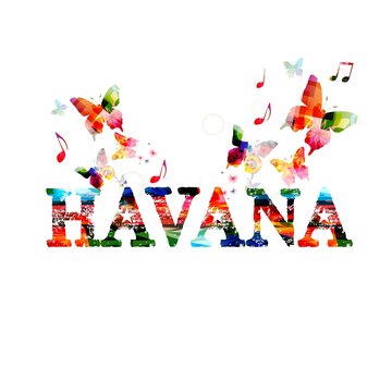 Colorful vector "HAVANA" background with butterflies
