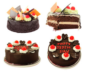 Chocolate cake isolated on white background