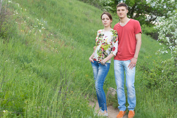 Attractive young couple enjoying a day in nature