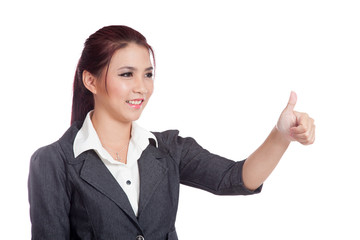 Asian business woman thumbs up  and smile