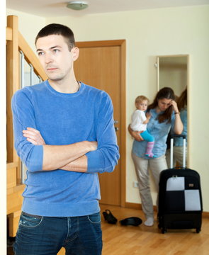wife with daugther leaving from home