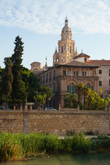 Fototapeta premium Embankment of Segura river and Cathedral. Murcia