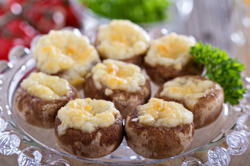 Stuffed mushrooms with garlic and cheese