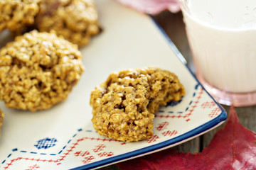 Pumpkin oat cookies on a plate