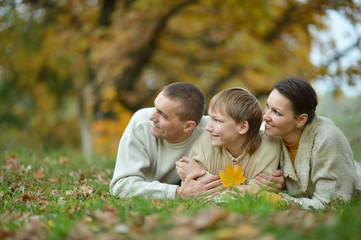 Fototapeta premium Family of three on the nature