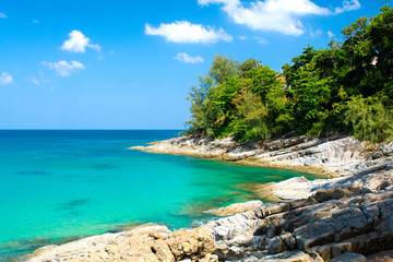 Fototapeta na wymiar The landscape of Sea and Shore filmed in Thailand, Phuket