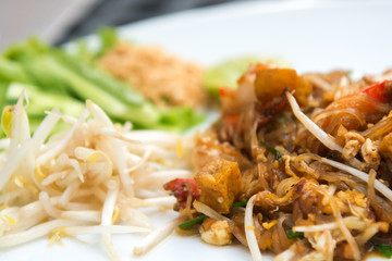 Close up image of Thai food Pad thai