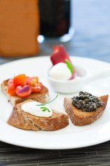 Bruschetta appetizers on plate