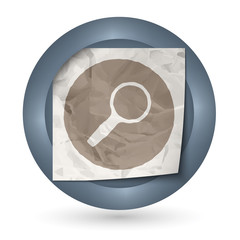 dark abstract icon with crumpled paper and magnifier