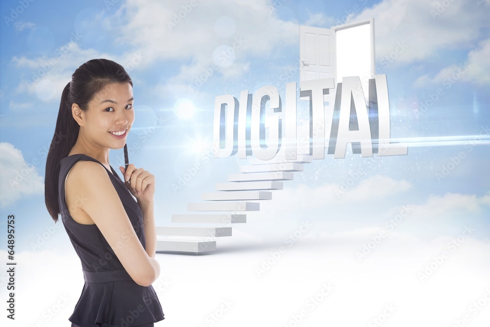 Poster digital against steps leading to open door in the sky