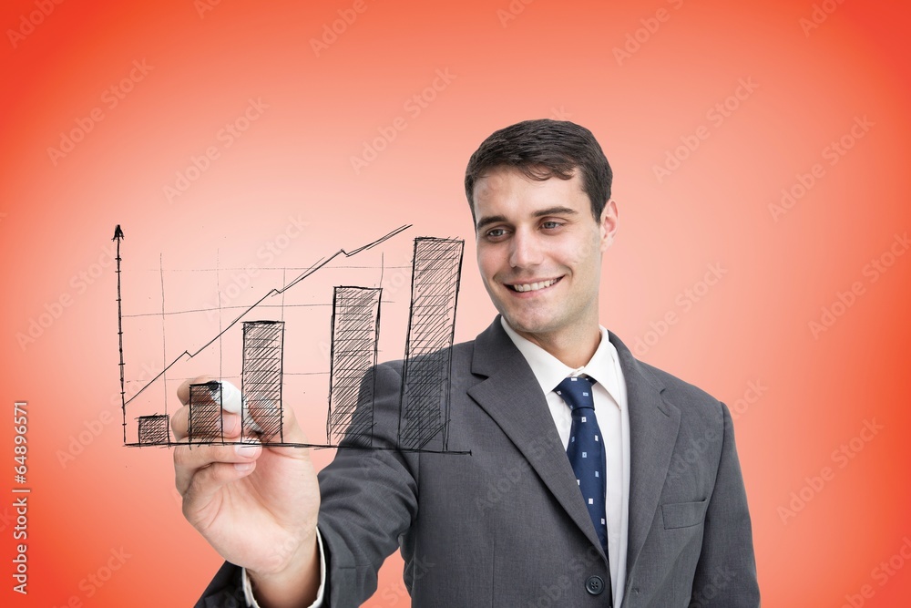 Poster composite image of businessman drawing graph