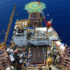 Top View of Offshore Drilling Rig Towards The Helideck