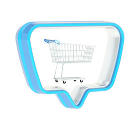 Shopping cart in a text bubble isolated