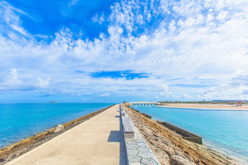 Obraz premium Breakwater with benches