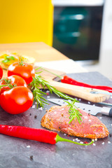 Steak vorbereitung in der küche