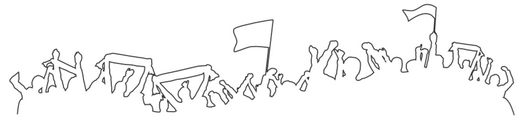 Silhouette Fans mit Fahnen und Schals © SimpLine